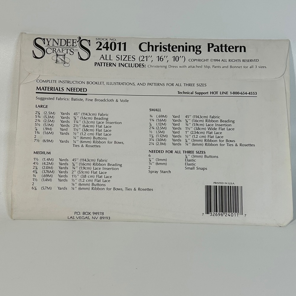 Syndee's Crafts Doll Sewing Patterns Lot 3 NIP Vintage Christening Gabby - Picture 3 of 7